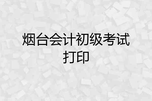 烟台会计初级考试打印