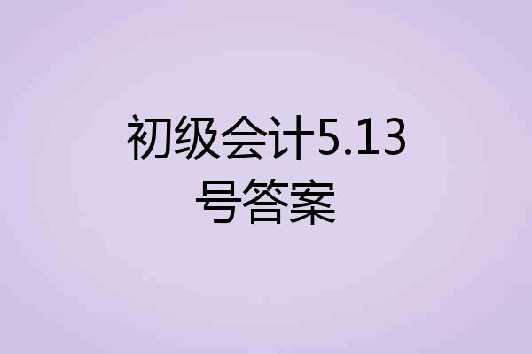 初级会计5.13号答案