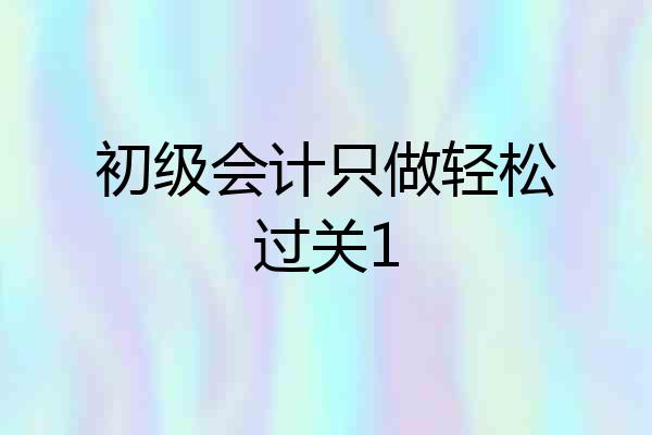 初级会计只做轻松过关1