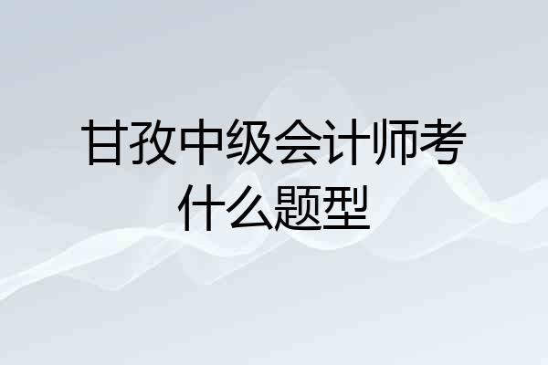 甘孜中级会计师考什么题型