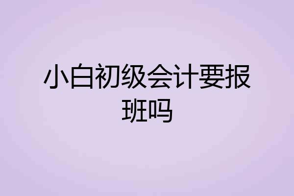 小白初级会计要报班吗