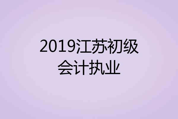 2019江苏初级会计执业