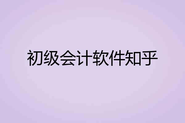 初级会计软件知乎