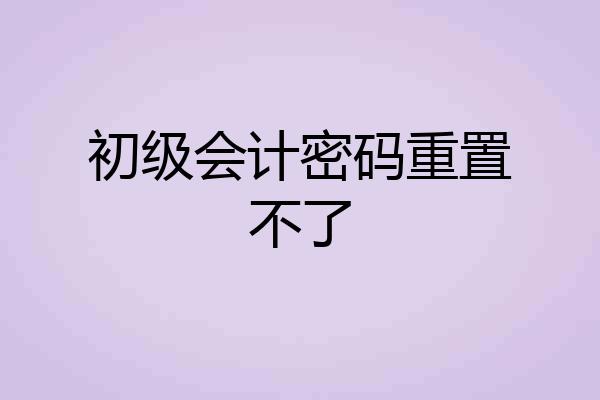 初级会计密码重置不了