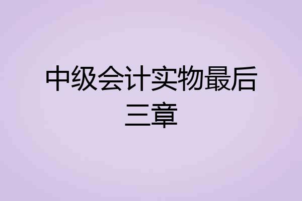 中级会计实物最后三章