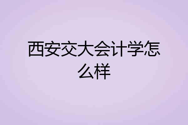 西安交大会计学怎么样
