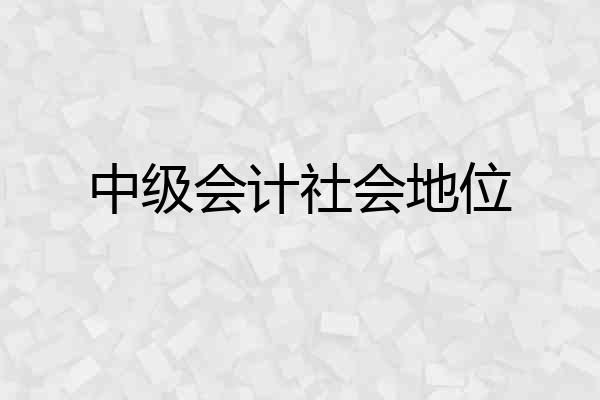 中级会计社会地位