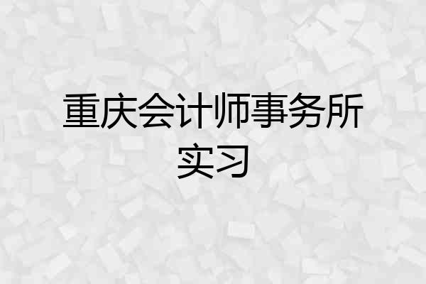 重庆会计师事务所实习