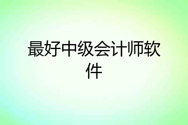 最好中级会计师软件