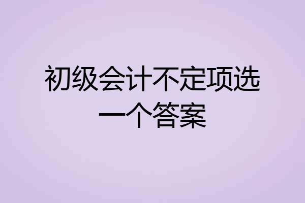 初级会计不定项选一个答案