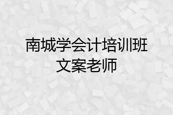 南城学会计培训班文案老师