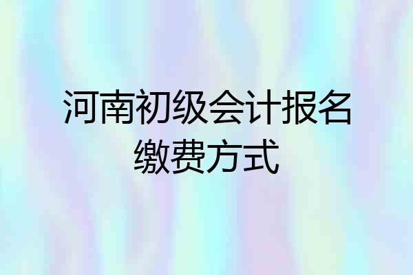 河南初级会计报名缴费方式