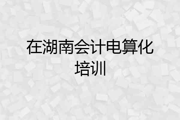 在湖南会计电算化培训