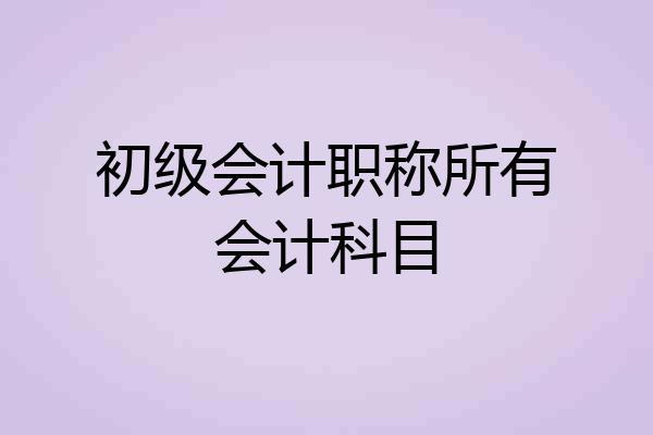 初级会计职称所有会计科目