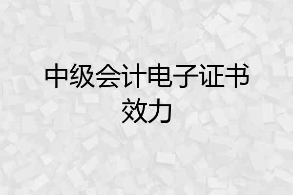 中级会计电子证书效力