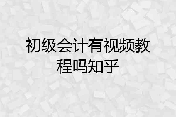 初级会计有视频教程吗知乎