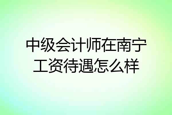 中级会计师在南宁工资待遇怎么样