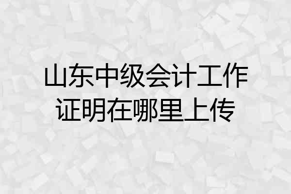 山东中级会计工作证明在哪里上传