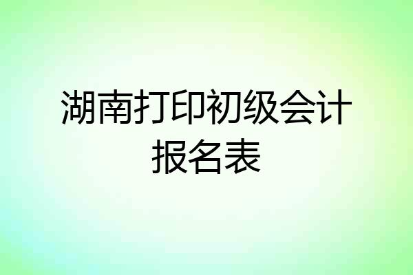 湖南打印初级会计报名表