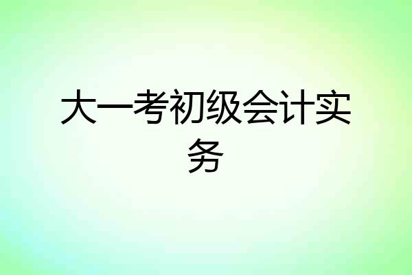 大一考初级会计实务