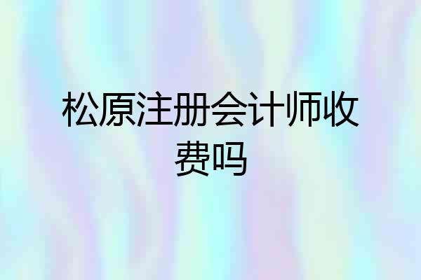 松原注册会计师收费吗