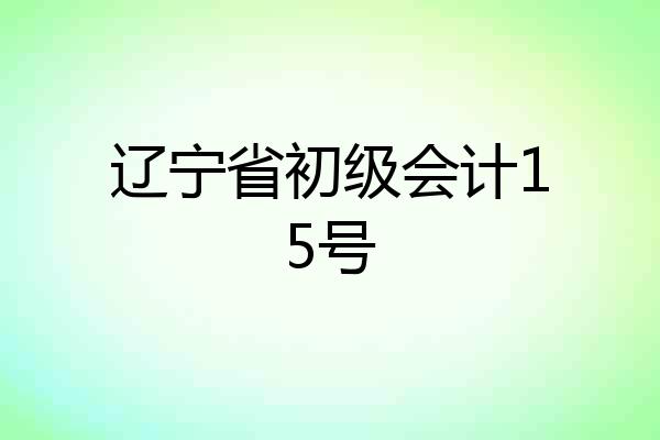 辽宁省初级会计15号