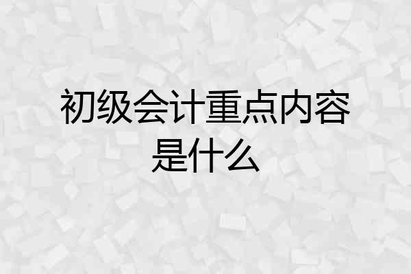 初级会计重点内容是什么