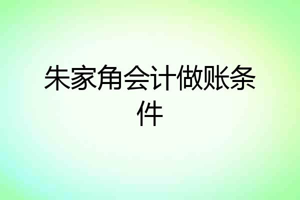 朱家角会计做账条件