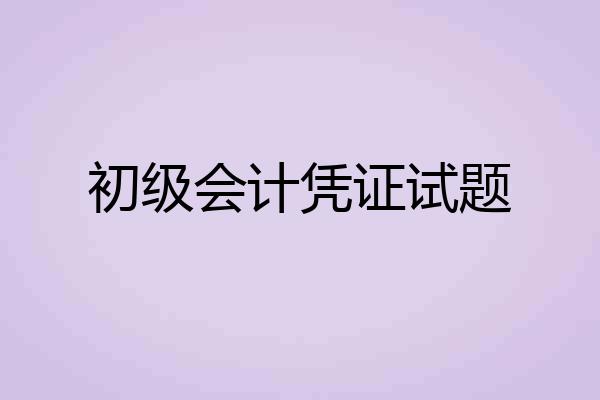 初级会计凭证试题