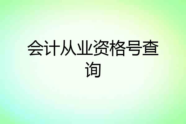 会计从业资格号查询