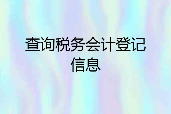 查询税务会计登记信息