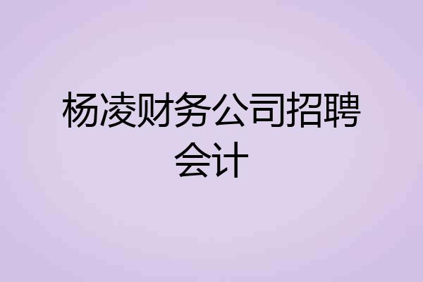 杨凌财务公司招聘会计