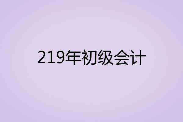 219年初级会计