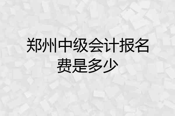 郑州中级会计报名费是多少