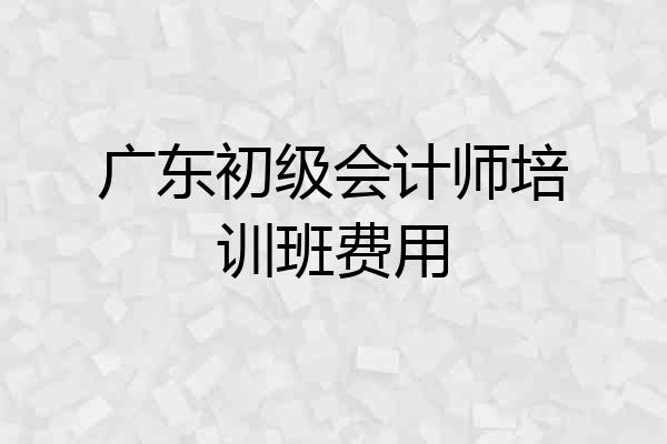 广东初级会计师培训班费用