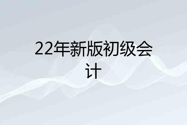 22年新版初级会计
