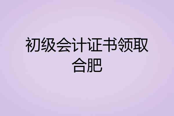初级会计证书领取合肥