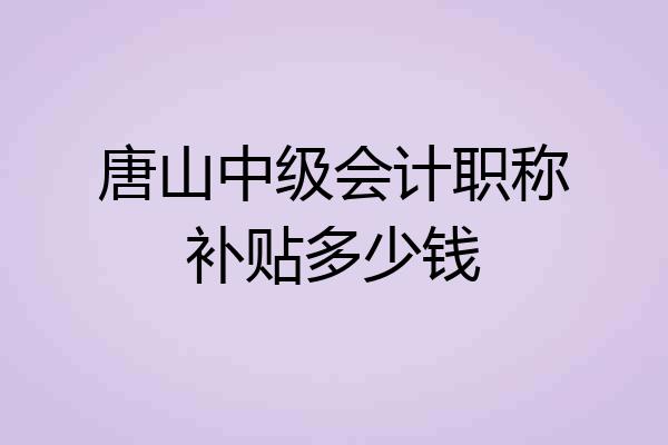 唐山中级会计职称补贴多少钱