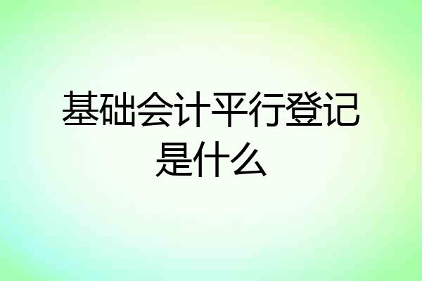 基础会计平行登记是什么