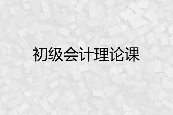 初级会计理论课