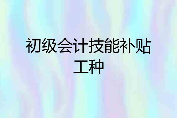 初级会计技能补贴工种