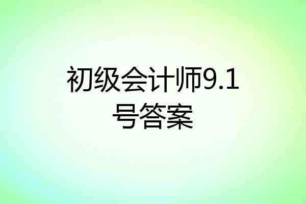 初级会计师9.1号答案
