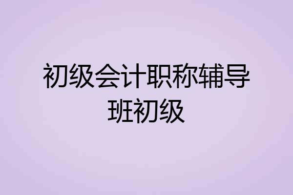 初级会计职称辅导班初级
