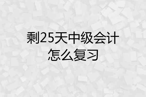 剩25天中级会计怎么复习