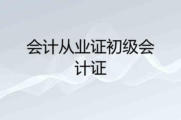 会计从业证初级会计证