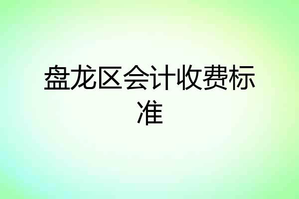 盘龙区会计收费标准