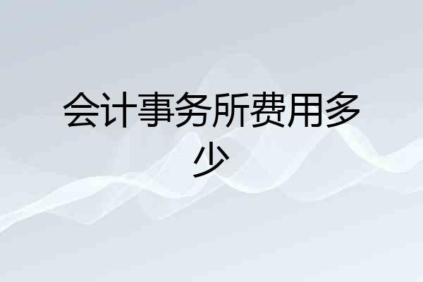 会计事务所费用多少