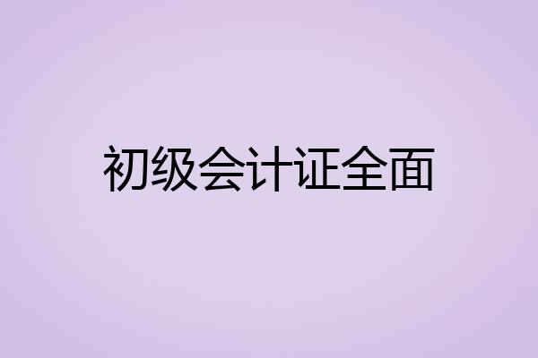 初级会计证全面