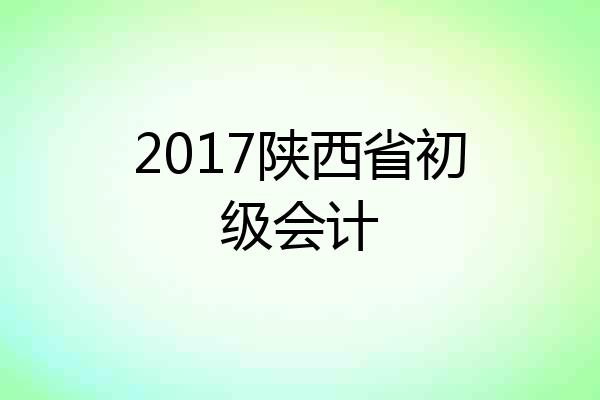2017陕西省初级会计