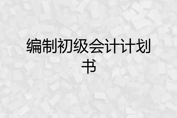 编制初级会计计划书